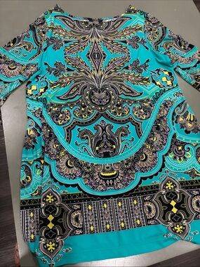 Alfani Turquoise Paisley Long Sleeve Shirt